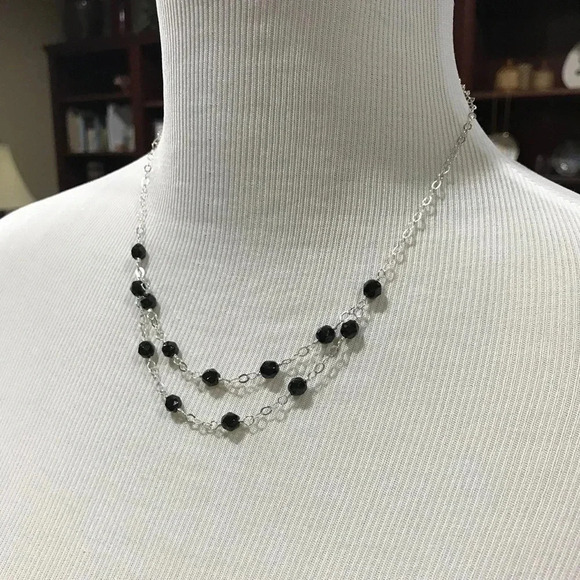 Black Spinel Necklace,Hart Of Dixie, Kaitlyn Black,Two Row Necklace - Picture 5 of 5